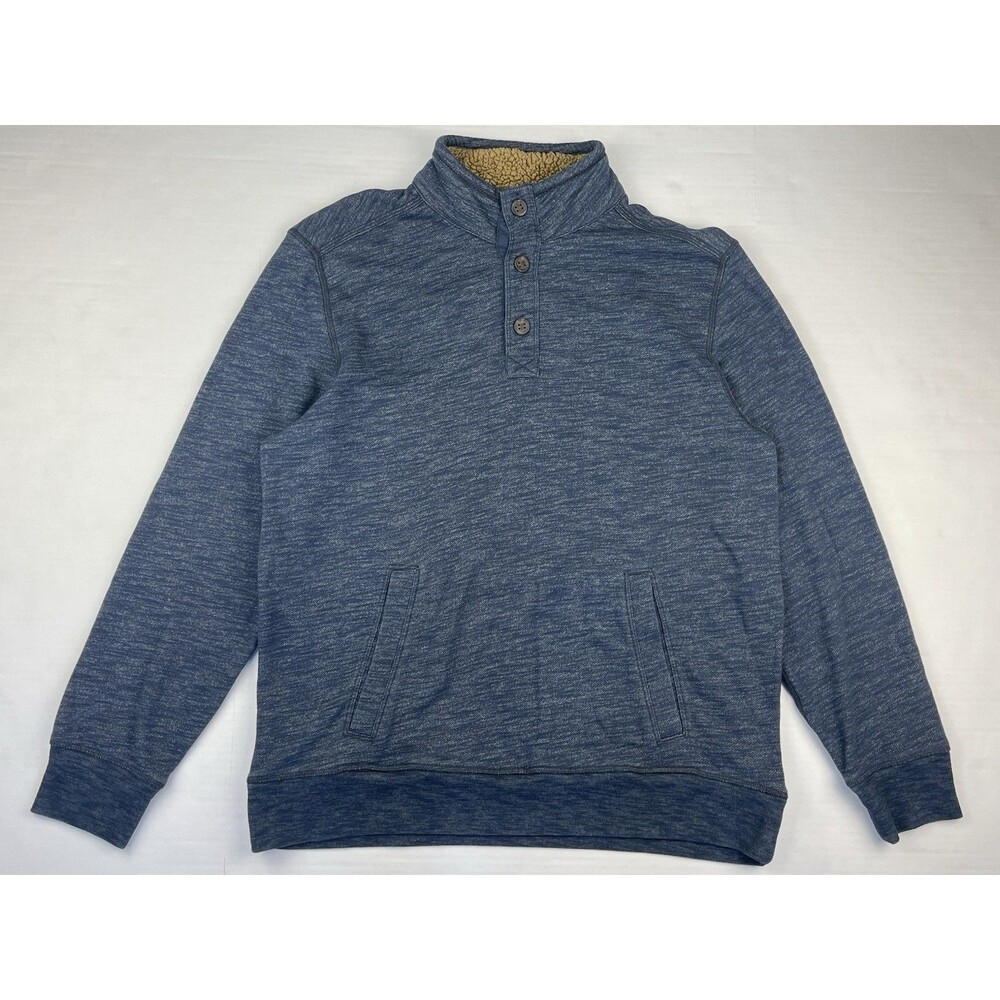 G.H. Bass & Co Men's XL Long Sleeve Fleece 1/4 Button Pullover Blue Sweater